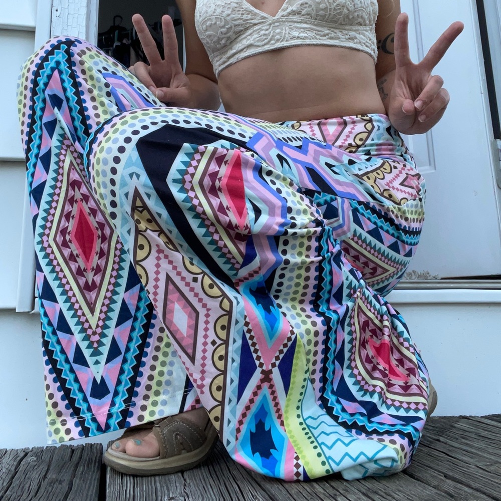 🌸 psychedelic wide flare pants Pastels festival